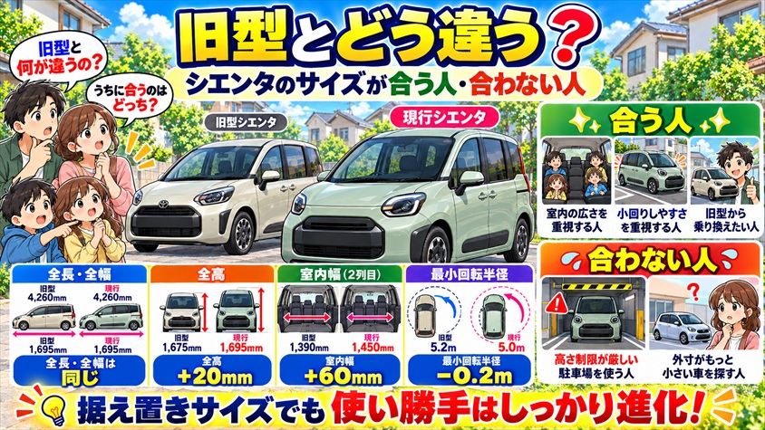 旧型との差と最終判断|シエンタのサイズが合う人・合わない人