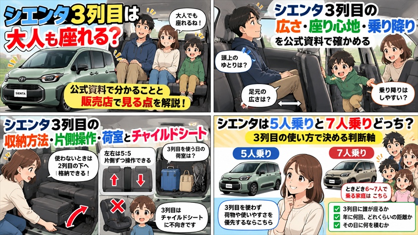 シエンタは5人乗りと7人乗りどっち?3列目の使い方で決める判断軸