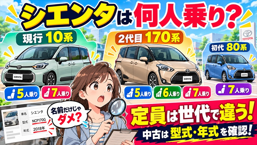シエンタは何人乗り?現行は5人・7人、6人乗りは旧型170系にあった
