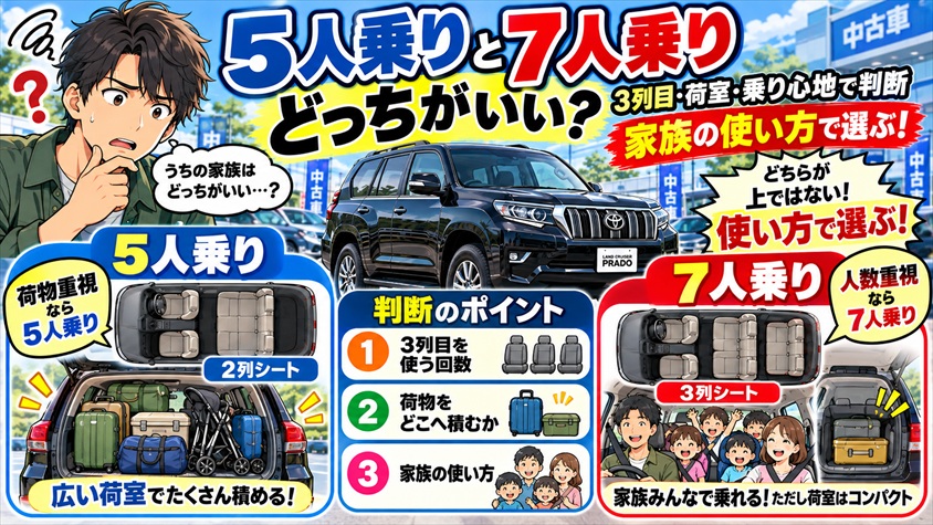 5人乗りと7人乗りはどっちがいい？3列目・荷室・乗り心地を判断軸に家族の使い方で選ぶ