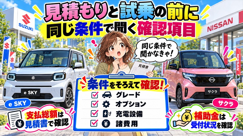 見積もりと試乗の前に――同じ条件で聞く確認項目