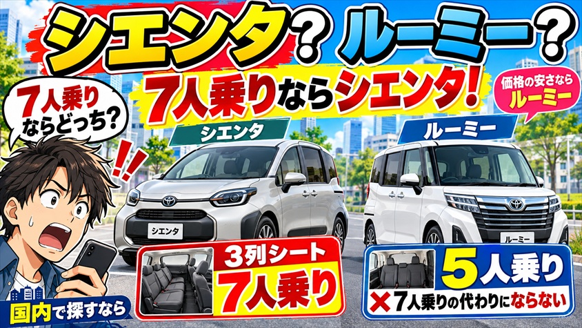 国内で同じ役割を探すならシエンタ。ルーミーは5人乗り